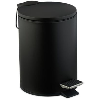Relaxdays Kosmetikabehållare, 3 liter, automatisk sänkning, avtagbar innerhink, metall, badrumskorg med lock, svart Relaxdays Kosmetikabehållare, 3 liter, automatisk sänkning, avtagbar innerhink, metall, badrumskorg med lock, svart