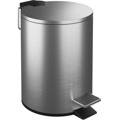 Relaxdays Kosmetikabehållare, 3 liter, automatisk sänkning, avtagbar innerhink, rostfritt stål, badrum papperskorg med lock, silver Relaxdays Kosmetikabehållare, 3 liter, automatisk sänkning, avtagbar innerhink, rostfritt stål, badrum papperskorg med lock, silver