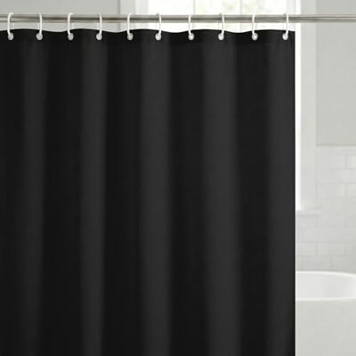 Americanflat 71 x 74 solitt svart duschdraperi – 100% polyester duschdraperi – vattentåligt baddraperi med metallöljetter och 12 ringar för duschdraperi – långa duschdraperier för badrum Americanflat 71 x 74 solitt svart duschdraperi – 100% polyester duschdraperi – vattentåligt baddraperi med metallöljetter och 12 ringar för duschdraperi – långa duschdraperier för badrum