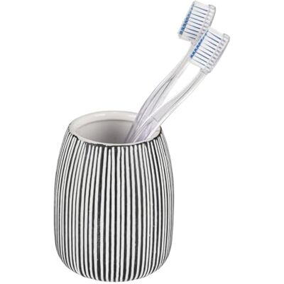 Wenko Tandborstkopp mod. Pascoli högkvalitativ fristående keramisk cylinder strukturerad yta för badrum vit svart Ø 9 cm H 10,5 cm Wenko Tandborstkopp mod. Pascoli högkvalitativ fristående keramisk cylinder strukturerad yta för badrum vit svart Ø 9 cm H 10,5 cm