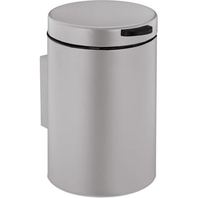 Relaxdays Väggmontering, 3 l, automatisk sänkning, inre hink, rostfritt stål, runt badrum soptunna, beige Relaxdays Väggmontering, 3 l, automatisk sänkning, inre hink, rostfritt stål, runt badrum soptunna, beige