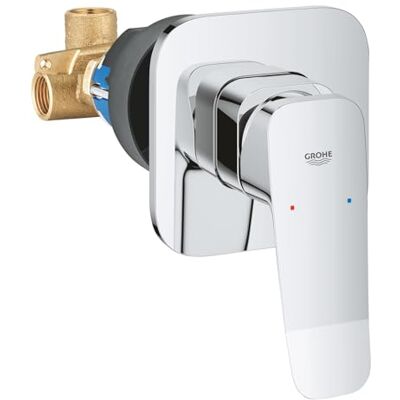 Grohe Dice – Built-In Shower Tap Including Concealed Body (Set for Final Installation, 46 mm Ceramic Cartridge), Chrome, 1018910000 Grohe Dice – Built-In Shower Tap Including Concealed Body (Set for Final Installation, 46 mm Ceramic Cartridge), Chrome, 1018910000