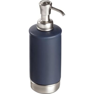 InterDesign iDesign Ceramic and Steel Soap Dispenser, York Collection Soam Pump, Matte Navy/Brushed Nickel InterDesign iDesign Ceramic and Steel Soap Dispenser, York Collection Soam Pump, Matte Navy/Brushed Nickel