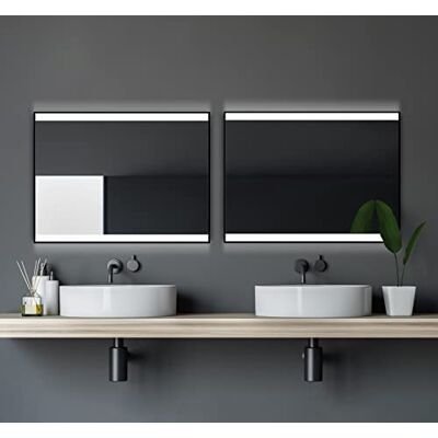 Talos Black Shine badspegel med belysning, matt svart, 80 x 60 cm Talos Black Shine badspegel med belysning, matt svart, 80 x 60 cm