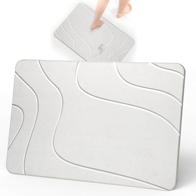 Euqvunn Diatomite Bath Mat 60 x 39 cm, 10 mm Tjock – Torkar på 30s, Stenbadmatta lätt att rengöra för rengöring, Antihalk Badrumsmatta Mångsidig för Badrum Kök Hall Matskålar för Husdjur – Vit Euqvunn Diatomite Bath Mat 60 x 39 cm, 10 mm Tjock – Torkar på 30s, Stenbadmatta lätt att rengöra för rengöring, Antihalk Badrumsmatta Mångsidig för Badrum Kök Hall Matskålar för Husdjur – Vit