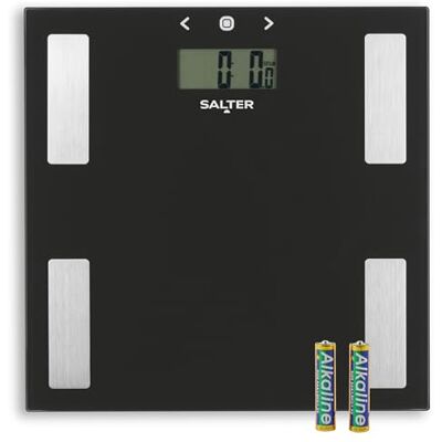 Salter 9150 BK3R glasanalysator badrumsvåg – digital vägningsvåg, mäter kroppsvikt/vatten/BMI, exakta omedelbara avläsningar, inkluderar idrottarläge, lätt att läsa, stor LCD-skärm, svart Salter 9150 BK3R glasanalysator badrumsvåg – digital vägningsvåg, mäter kroppsvikt/vatten/BMI, exakta omedelbara avläsningar, inkluderar idrottarläge, lätt att läsa, stor LCD-skärm, svart