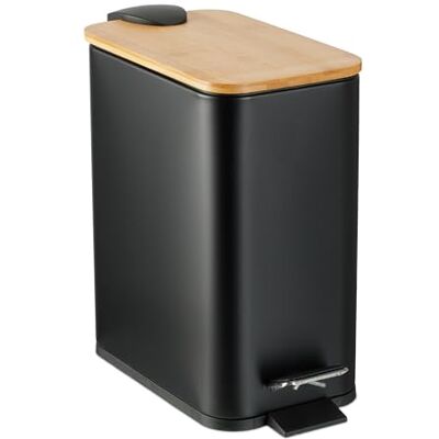 Relaxdays Pedalhink till Badrummet - 5L - Järn & Bambu - Svart Relaxdays Pedalhink till Badrummet - 5L - Järn & Bambu - Svart
