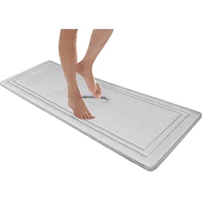 Microdry Mikrodry snabbtorkande minnesskum inramad badmatta löpare med GripTex halkfri bas 61 cm x 148 cm krom Microdry Mikrodry snabbtorkande minnesskum inramad badmatta löpare med GripTex halkfri bas 61 cm x 148 cm krom