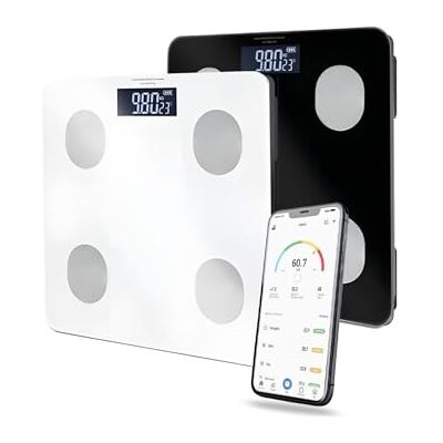 Avilia Smart digital våg i härdat glas med app för fullständig kroppsanalys, stor LCD-skärm, steg-på-teknik och fleranvändarfunktion för familjens viktkontroll Avilia Smart digital våg i härdat glas med app för fullständig kroppsanalys, stor LCD-skärm, steg-på-teknik och fleranvändarfunktion för familjens viktkontroll