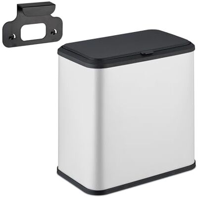 Relaxdays Soptunna, 5 l, för upphängning, inomhushink, kök & badrum, metall, plast, fyrkantig kosmetisk soptunna, vit Relaxdays Soptunna, 5 l, för upphängning, inomhushink, kök & badrum, metall, plast, fyrkantig kosmetisk soptunna, vit