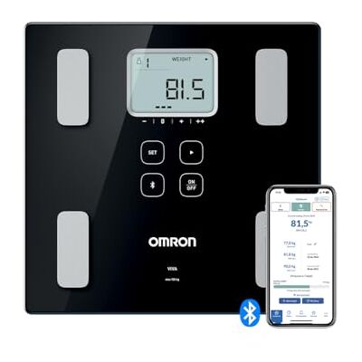 OMRON VIVA Bluetooth smart personvåg och kroppssammansättningsmätare med kroppsfett, kroppsvikt, visceralt fett, skelettmuskulatur, vilande ämnesomsättning och BMI, Svart OMRON VIVA Bluetooth smart personvåg och kroppssammansättningsmätare med kroppsfett, kroppsvikt, visceralt fett, skelettmuskulatur, vilande ämnesomsättning och BMI, Svart