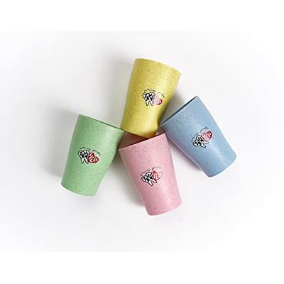 Dr. Bauer's Tandborstkopp, munsköljkopp gjord av 45% halmrester för barn och vuxna, förpackning med 4 koppar Dr. Bauer's Tandborstkopp, munsköljkopp gjord av 45% halmrester för barn och vuxna, förpackning med 4 koppar