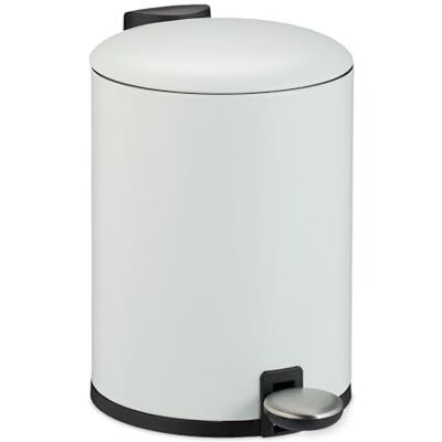 Relaxdays papperskorg badrum, 3 l, kosmetikavfall med soft-close, vit matt finish, avtagbar inre behållare, fotpedal Relaxdays papperskorg badrum, 3 l, kosmetikavfall med soft-close, vit matt finish, avtagbar inre behållare, fotpedal
