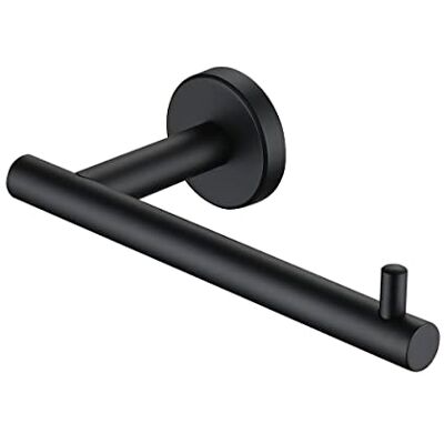 JQK Svart toalettpappershållare, 12 cm 304 rostfritt stål tjock 0,8 mm näsdukspapper dispenser, matt svart väggmontering, TPH100-PB JQK Svart toalettpappershållare, 12 cm 304 rostfritt stål tjock 0,8 mm näsdukspapper dispenser, matt svart väggmontering, TPH100-PB