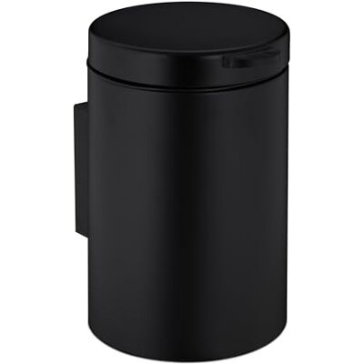 Relaxdays Väggmontering, 3 l, automatisk sänkning, inre hink, rostfritt stål, rund badrum soptunna, svart Relaxdays Väggmontering, 3 l, automatisk sänkning, inre hink, rostfritt stål, rund badrum soptunna, svart
