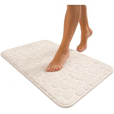 Avilia Absorberande halkfri badrumsmatta av minnesskum, tvättbar, steneffekt småsten, perfekt för badkar och dusch, av polyester, beige, 80 l x 50 l Avilia Absorberande halkfri badrumsmatta av minnesskum, tvättbar, steneffekt småsten, perfekt för badkar och dusch, av polyester, beige, 80 l x 50 l