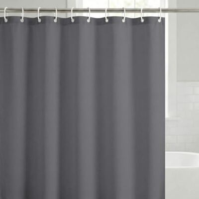 Americanflat 71 x 74 solitt grått duschdraperi – 100% polyester duschdraperi – vattentåligt baddraperi med metallöljetter och 12 ringar för duschdraperi – långa duschdraperier för badrum Americanflat 71 x 74 solitt grått duschdraperi – 100% polyester duschdraperi – vattentåligt baddraperi med metallöljetter och 12 ringar för duschdraperi – långa duschdraperier för badrum