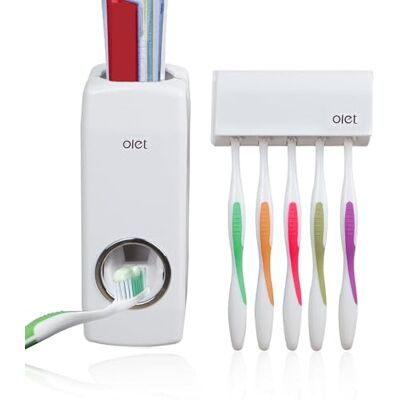 PW Handsfree tandkrämsdispenser automatisk tandkrämspress med 5 tandborsthållare, ingen ström krävs (vit) PW Handsfree tandkrämsdispenser automatisk tandkrämspress med 5 tandborsthållare, ingen ström krävs (vit)
