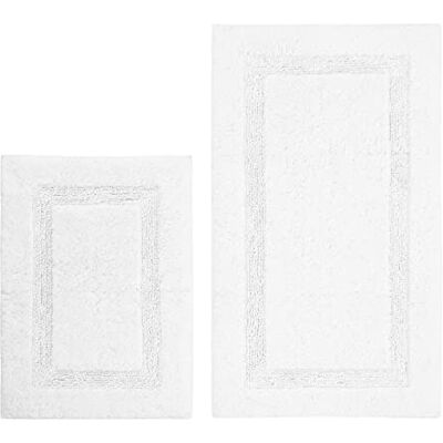 Nautica badrumsmattor, mjuk och absorberande bomullsbadmatta, modern badrumsdekoration, (peniston-vit, 2 stycken) Nautica badrumsmattor, mjuk och absorberande bomullsbadmatta, modern badrumsdekoration, (peniston-vit, 2 stycken)