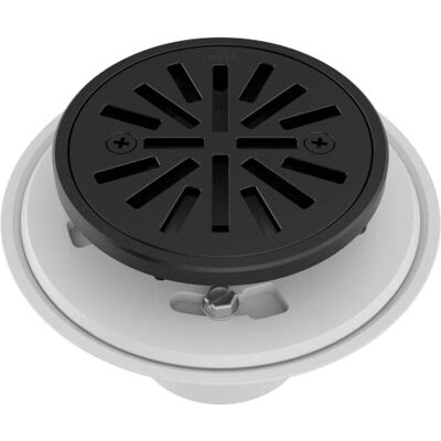 Delta 4 Inch Matte Black Tile-In Round Shower Floor Drain with Gasket and Removable Drain Gate, Matte Black DT061411-BL Delta 4 Inch Matte Black Tile-In Round Shower Floor Drain with Gasket and Removable Drain Gate, Matte Black DT061411-BL