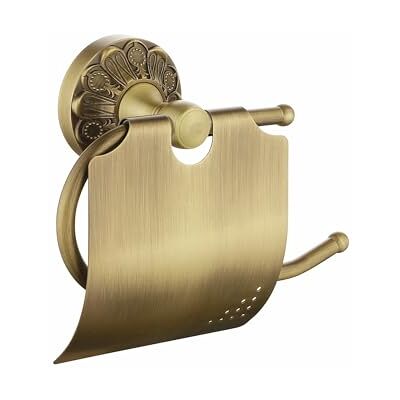 Lucyound Antique Brass Toilet Paper Holder with Cover, Wall Mounted Toilet Paper Roll Holder, Vintage Gold Decorative Bathroom Accessories, Petal-Relief Series Lucyound Antique Brass Toilet Paper Holder with Cover, Wall Mounted Toilet Paper Roll Holder, Vintage Gold Decorative Bathroom Accessories, Petal-Relief Series