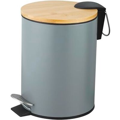 Amig Pedalhink för badrum 3 L Mod. Naturline Färg: Grå och bambu Hygienisk öppning utan händer Ø16,8 x 23 cm Lackerat rostfritt stål Rund papperskorg med lufttät lock Amig Pedalhink för badrum 3 L Mod. Naturline Färg: Grå och bambu Hygienisk öppning utan händer Ø16,8 x 23 cm Lackerat rostfritt stål Rund papperskorg med lufttät lock