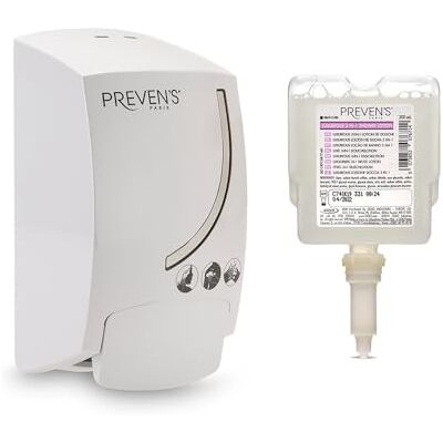 Purell PREVEN'S PARIS® CURVE tvåldispenser, 300 ml vit & PREVEN'S PARIS™ 3-i-1 lyxig duschkräm Purell PREVEN'S PARIS® CURVE tvåldispenser, 300 ml vit & PREVEN'S PARIS™ 3-i-1 lyxig duschkräm