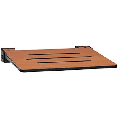 Seachrome Slimline väggmonterad hopfällbar dusch, teaksits med matt svart ram Seachrome Slimline väggmonterad hopfällbar dusch, teaksits med matt svart ram