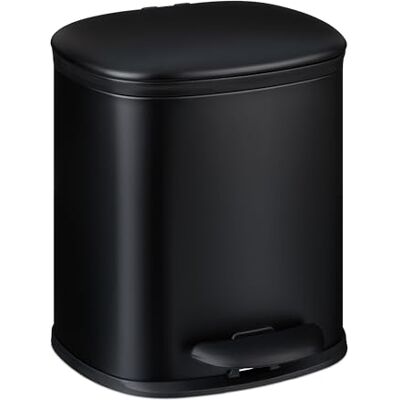 Relaxdays Pedalhink badrum 5 l mjuk stängning med 2 inre hinkar i metall matt utseende, papperskorg toalett, svart Relaxdays Pedalhink badrum 5 l mjuk stängning med 2 inre hinkar i metall matt utseende, papperskorg toalett, svart