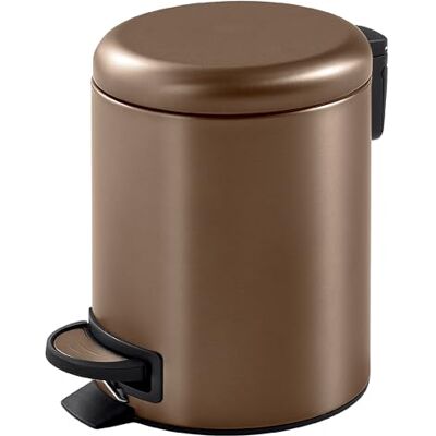 Gedy POTTY Papperskorgen badrum, rund, 3L, med pedal och lock "soft close", rostfritt stål, roséguld, 17,4 x 22,6 x 25,1 Gedy POTTY Papperskorgen badrum, rund, 3L, med pedal och lock "soft close", rostfritt stål, roséguld, 17,4 x 22,6 x 25,1