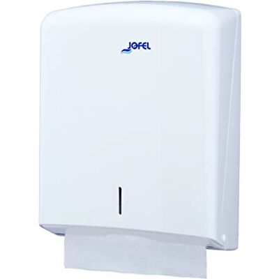 Jofel Dispenser för pappershandduk, ansiktshandduk, väggmonterad handtork, upp till 600 sicksackhandtorkar Högkvalitativ ABS Hygienisk, Ljusblå AH33300, Vit Jofel Dispenser för pappershandduk, ansiktshandduk, väggmonterad handtork, upp till 600 sicksackhandtorkar Högkvalitativ ABS Hygienisk, Ljusblå AH33300, Vit