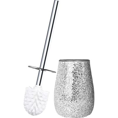 Escenzy Sjöjungfru badrum toalettborsthållare set mosaikglas icke-rustikt rostfritt stål praktisk och dekorativ toalettskålsborste och hållare lyxig sjöjungfru badrumsdekor (silver) Escenzy Sjöjungfru badrum toalettborsthållare set mosaikglas icke-rustikt rostfritt stål praktisk och dekorativ toalettskålsborste och hållare lyxig sjöjungfru badrumsdekor (silver)
