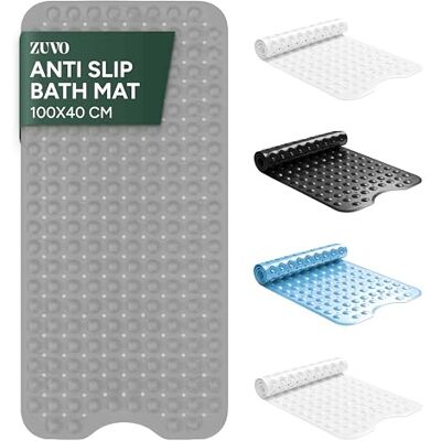 Zuvo – extra lång badmatta (100 x 40 cm, grå) – duschmatta halkfri anti-mögel, maskintvättbar duschmatta i gummi med kraftfulla sugkoppar för barn och äldre Zuvo – extra lång badmatta (100 x 40 cm, grå) – duschmatta halkfri anti-mögel, maskintvättbar duschmatta i gummi med kraftfulla sugkoppar för barn och äldre