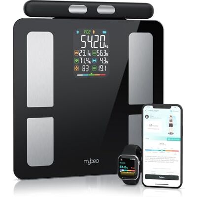 CSL-Computer Mybeo – Kroppsfettvåg med handsensorer – med app – digital Bluetooth kroppsvåg – personvåg multifunktionell våg – digital display – handtag för exakta resultat – med kroppsfettanalys CSL-Computer Mybeo – Kroppsfettvåg med handsensorer – med app – digital Bluetooth kroppsvåg – personvåg multifunktionell våg – digital display – handtag för exakta resultat – med kroppsfettanalys
