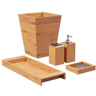 Lavish Home Lotiondispenser, tvålkopp, tandborsthållare, sopkorg – badrum och sminkbord Lavish Home Lotiondispenser, tvålkopp, tandborsthållare, sopkorg – badrum och sminkbord
