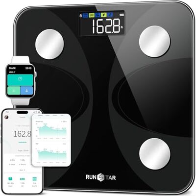 RUNSTAR Våg för kroppsvikt och fettprocent Ultraprecis digital noggrann smart badrumsvåg med stor display 13 kroppssammansättningsanalysator Synkroniseringsapp Viktvåg BMI hälsomonitor-400lb RUNSTAR Våg för kroppsvikt och fettprocent Ultraprecis digital noggrann smart badrumsvåg med stor display 13 kroppssammansättningsanalysator Synkroniseringsapp Viktvåg BMI hälsomonitor-400lb