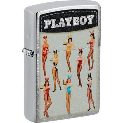 Zippo Stormtändare, borstad krom (Brushed Chrome), med Playboy-färgbild, påfyllningsbar och återanvändbar, med vindskyddad design, presentförpackning, tillverkad i USA Zippo Stormtändare, borstad krom (Brushed Chrome), med Playboy-färgbild, påfyllningsbar och återanvändbar, med vindskyddad design, presentförpackning, tillverkad i USA
