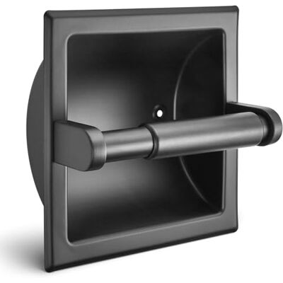 JunSun infälld toalettpappershållare matt svart rostfritt stål toalettpappersrullehållare vävnadshållare modern näsduksrulle dispenser 15 cm x 15 cm fyrkantig jumbo mega-rullehållare bakre JunSun infälld toalettpappershållare matt svart rostfritt stål toalettpappersrullehållare vävnadshållare modern näsduksrulle dispenser 15 cm x 15 cm fyrkantig jumbo mega-rullehållare bakre