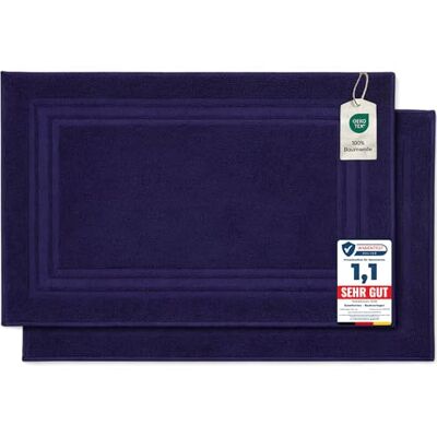 Komfortec Badrumsmatta set i 2 delar, frottéduschdraperi, tvättbar duschmatta och badmatta, 600 g/m² och 100% bomull, absorberande och snabbtorkande, 50 x 70 cm, marinblå Komfortec Badrumsmatta set i 2 delar, frottéduschdraperi, tvättbar duschmatta och badmatta, 600 g/m² och 100% bomull, absorberande och snabbtorkande, 50 x 70 cm, marinblå