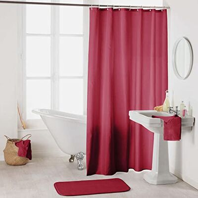 Douceur d'Intérieur , Duschdraperi med krokar 180 x 200 cm hallon, vanlig polyester, Essencia Douceur d'Intérieur , Duschdraperi med krokar 180 x 200 cm hallon, vanlig polyester, Essencia