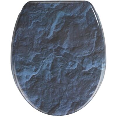 Wenko Toalettsits Slate kjol, toalettsits med automatisk sänkning, hygieniskt toalettlock med skifferstenmotiv, tillverkad av antibakteriell duroplast, 36,5 x 44,5 cm Wenko Toalettsits Slate kjol, toalettsits med automatisk sänkning, hygieniskt toalettlock med skifferstenmotiv, tillverkad av antibakteriell duroplast, 36,5 x 44,5 cm