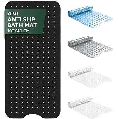 Zuvo – extra lång badmatta (100 x 40 cm, svart) – duschmatta halkfri anti-mögel, maskintvättbar gummi duschmatta med kraftfulla sugkoppar för barn och äldre Zuvo – extra lång badmatta (100 x 40 cm, svart) – duschmatta halkfri anti-mögel, maskintvättbar gummi duschmatta med kraftfulla sugkoppar för barn och äldre