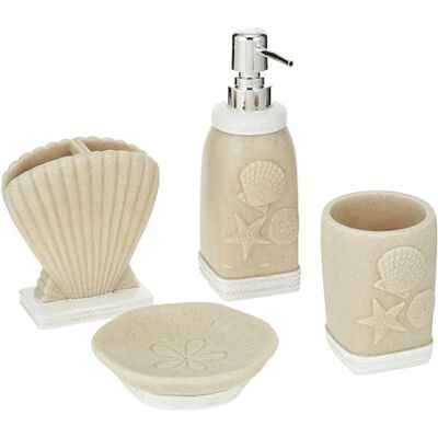 Sweet Home Collection badrumstillbehör unika kollektioner moderna klassiska moderna dekorativa vackra mönster bad dusch badkar dekor, 4-delat set (paket med 1), kust Sweet Home Collection badrumstillbehör unika kollektioner moderna klassiska moderna dekorativa vackra mönster bad dusch badkar dekor, 4-delat set (paket med 1), kust