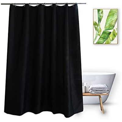 Vosign Kort duschdraperi foder 182 x 152 cm, tyg badrum öljetter toppvikt botten maskintvättbar gardinfoder, svart Vosign Kort duschdraperi foder 182 x 152 cm, tyg badrum öljetter toppvikt botten maskintvättbar gardinfoder, svart