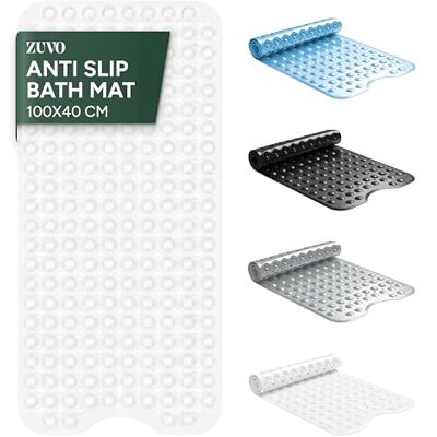 Zuvo – extra lång badmatta (100 x 40 cm, solid vit) – duschmatta halkfri antimögel, maskintvättbar duschmatta i gummi med kraftfulla sugkoppar för barn och äldre Zuvo – extra lång badmatta (100 x 40 cm, solid vit) – duschmatta halkfri antimögel, maskintvättbar duschmatta i gummi med kraftfulla sugkoppar för barn och äldre