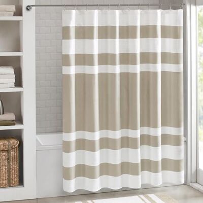 Madison Park duschdraperi, våffelväv, delad design tyg duschdraperi med 3M Scotchgard fukthantering, premium spa-kvalitet moderna duschdraperier för badrum, bredd 274 cm x 183 cm brungrå Madison Park duschdraperi, våffelväv, delad design tyg duschdraperi med 3M Scotchgard fukthantering, premium spa-kvalitet moderna duschdraperier för badrum, bredd 274 cm x 183 cm brungrå