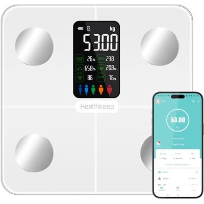 Healthkeep Kroppsfettvåg personvåg, våg, personer med kroppsfett och muskelmassa 15 kroppsdata kroppsvåg med kroppsfettanalys, personvåg digital testvinnare, smart våg med app, stor display Healthkeep Kroppsfettvåg personvåg, våg, personer med kroppsfett och muskelmassa 15 kroppsdata kroppsvåg med kroppsfettanalys, personvåg digital testvinnare, smart våg med app, stor display
