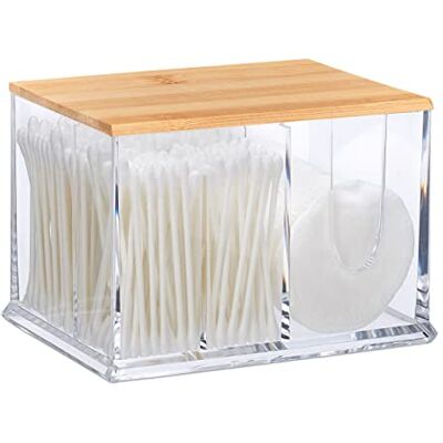 Relaxdays akryl bomullspinnarorganisator - Transparent förvaringslåda för badrum Relaxdays akryl bomullspinnarorganisator - Transparent förvaringslåda för badrum