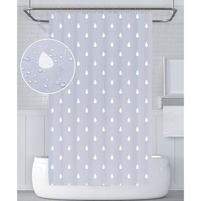 YOUNG DA Duschdraperi i tyg grå och vita vattendroppar design för badrum, duschdraperier, mögelbeständiga 183 x 183 cm, tvättbart och vattentätt, inkluderar 12 krokar YOUNG DA Duschdraperi i tyg grå och vita vattendroppar design för badrum, duschdraperier, mögelbeständiga 183 x 183 cm, tvättbart och vattentätt, inkluderar 12 krokar