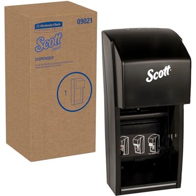 Scott Vertical Standard Roll Toilet Paper Dispenser (09021), Dual Capacity, Black, 6.0"x13.6"x6.6" (Qty 1) Scott Vertical Standard Roll Toilet Paper Dispenser (09021), Dual Capacity, Black, 6.0"x13.6"x6.6" (Qty 1)
